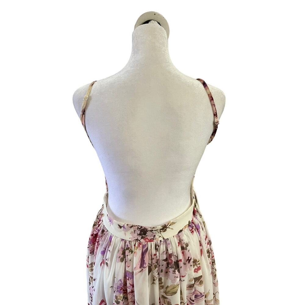 NEW Miss Avenue Beige Floral Print, Backless Cut-Out , Flowy, Lined Maxi Dress L - Picture 5 of 12